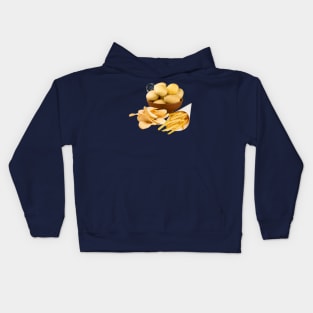 Potato Pug with Potatoes, Potato Chips, and French Fries Kids Hoodie